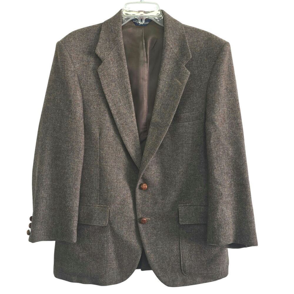 Vintage WFF by Farrah Men's Tweed Wool Blazer Sportscoat Size 42R Brown